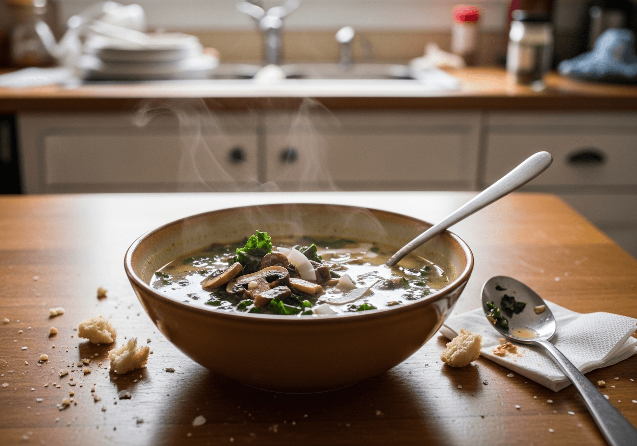 Comforting Coconut Mushroom & Kale Soup