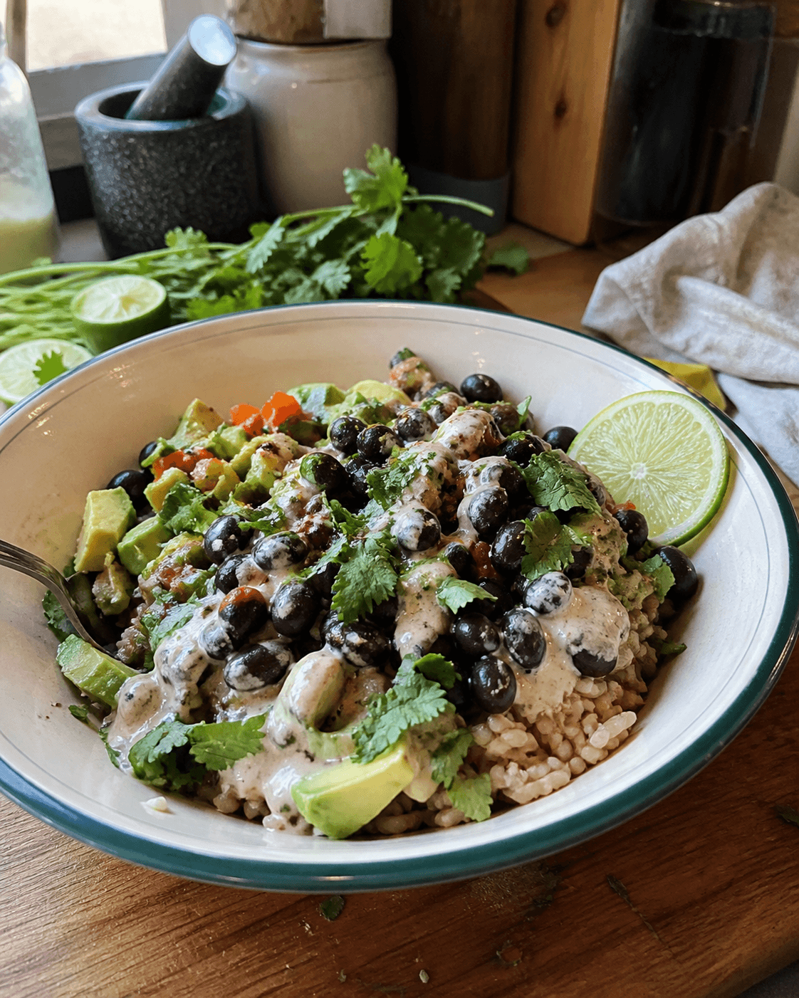 Creamy Coconut Lime Black Bean Bowls