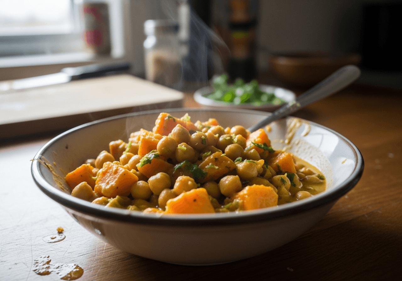 Creamy Coconut-Lime Sweet Potato & Chickpea Curry