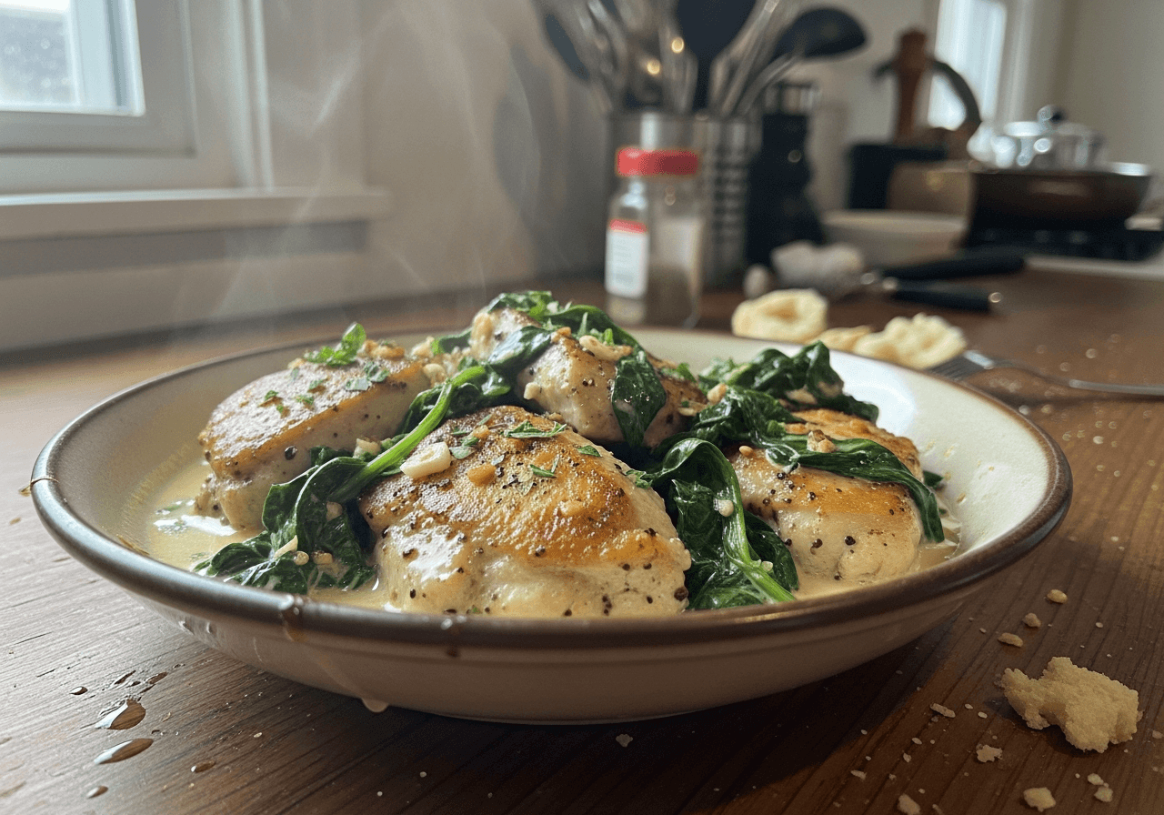 Creamy Garlic Chicken and Spinach