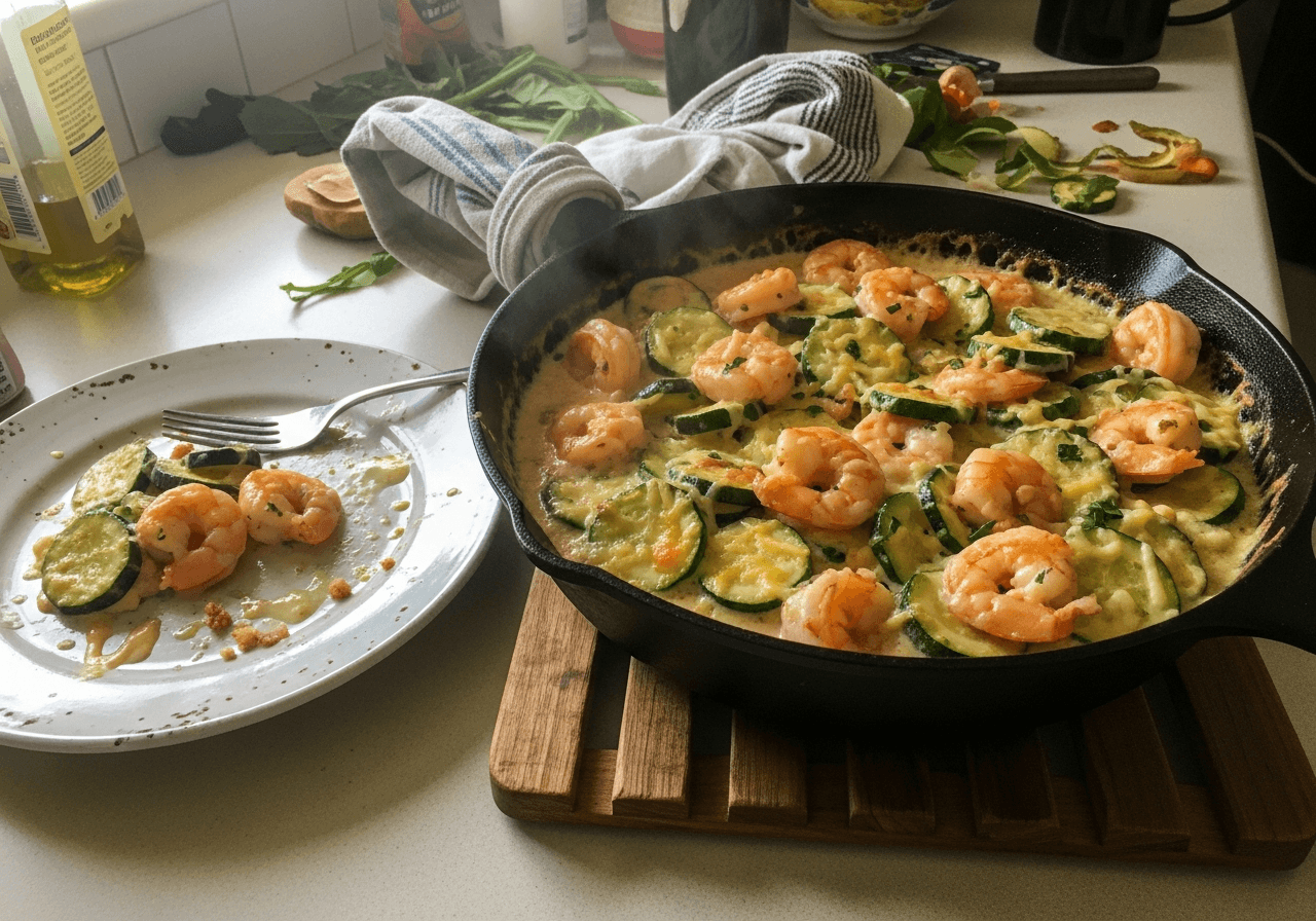 Creamy Garlic Shrimp & Zucchini Skillet