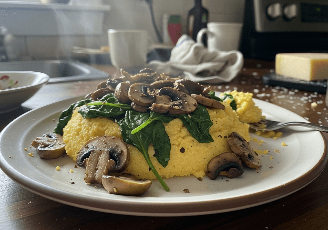 Creamy Mushroom & Spinach Polenta