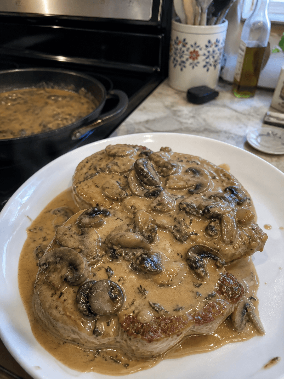 Creamy Thyme Mushroom Pork Chops