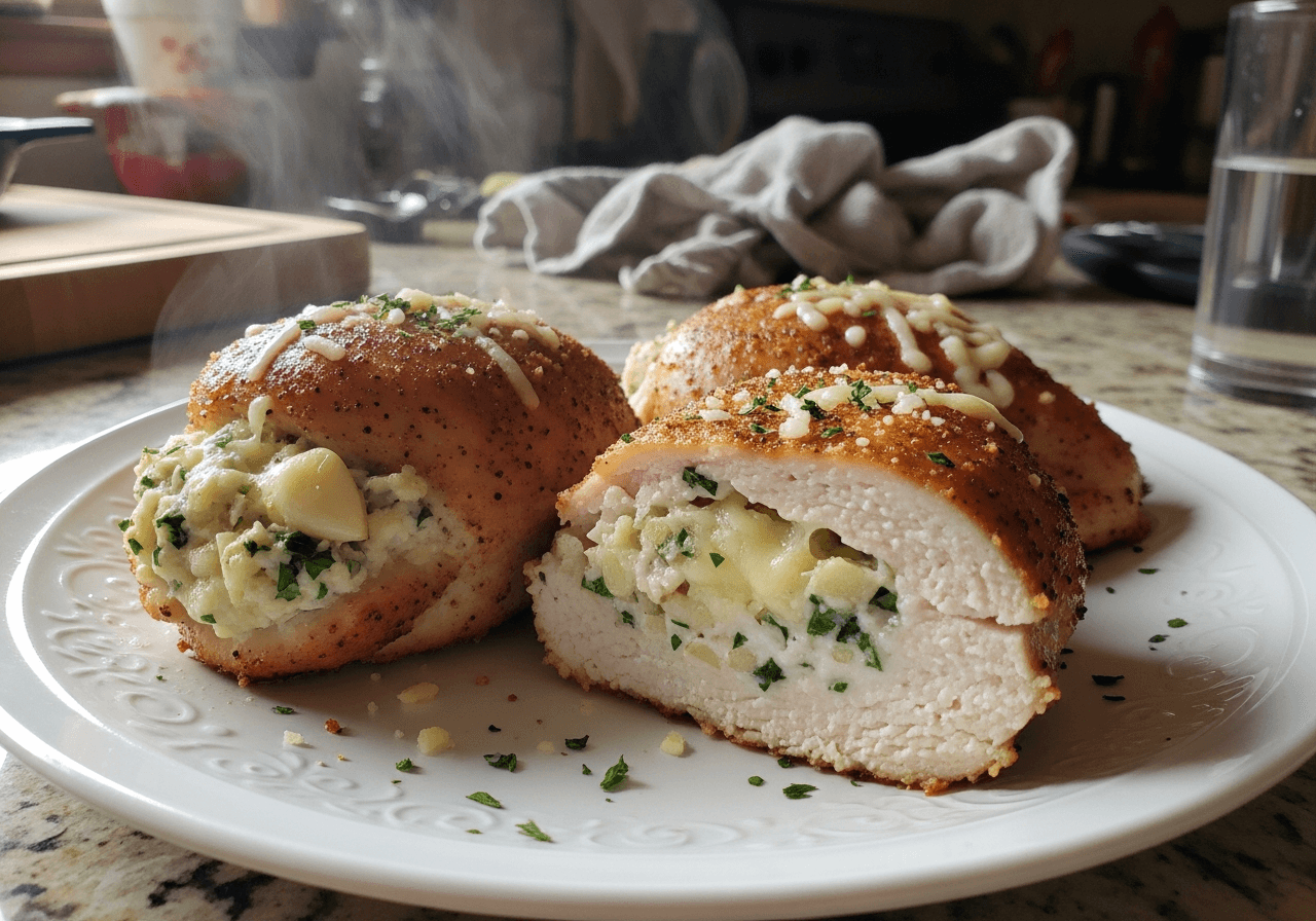 Garlic Parmesan Stuffed Chicken Breasts