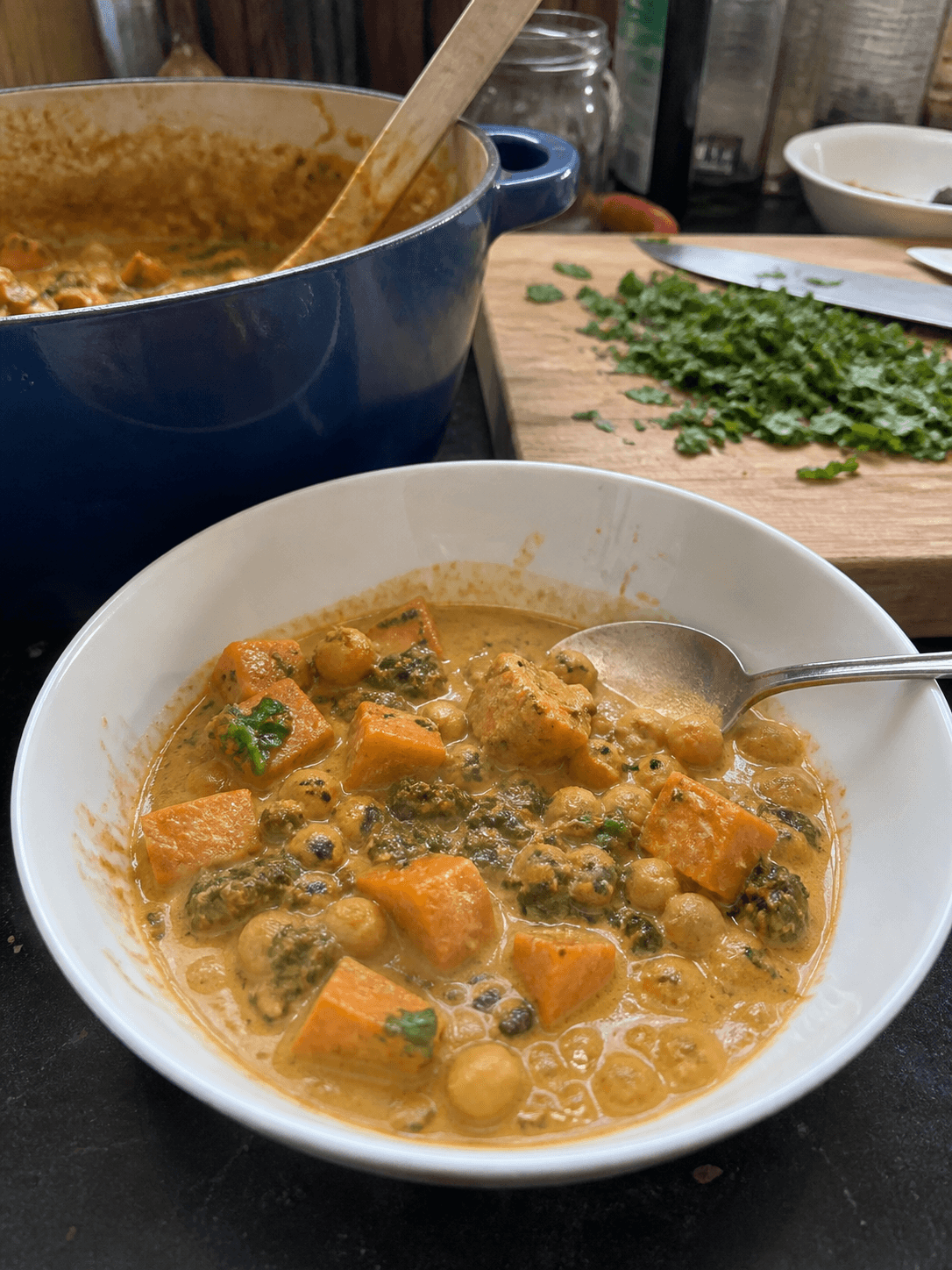 Golden Coconut Sweet Potato & Chickpea Stew
