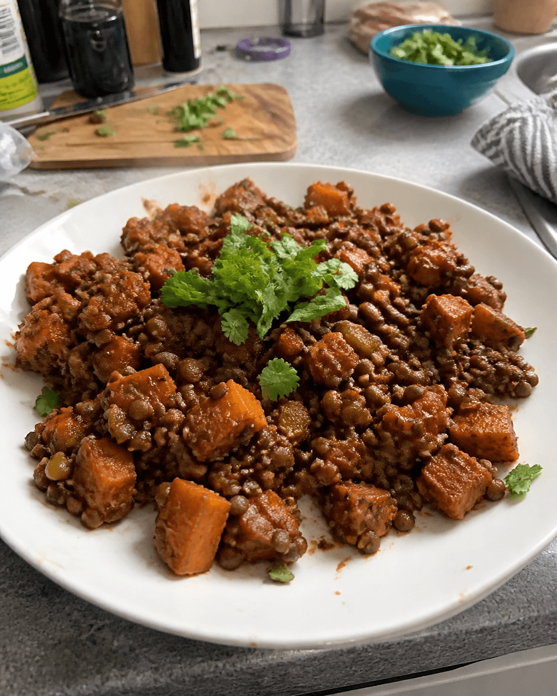 Hearty Smoky Sweet Potato & Lentil Hash