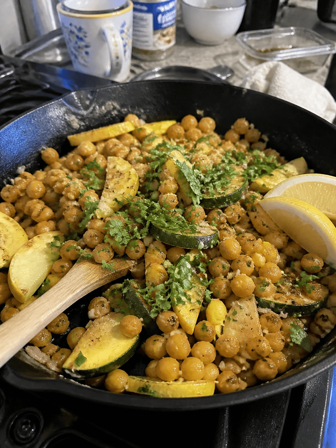 Lemon Herb Chickpea Skillet