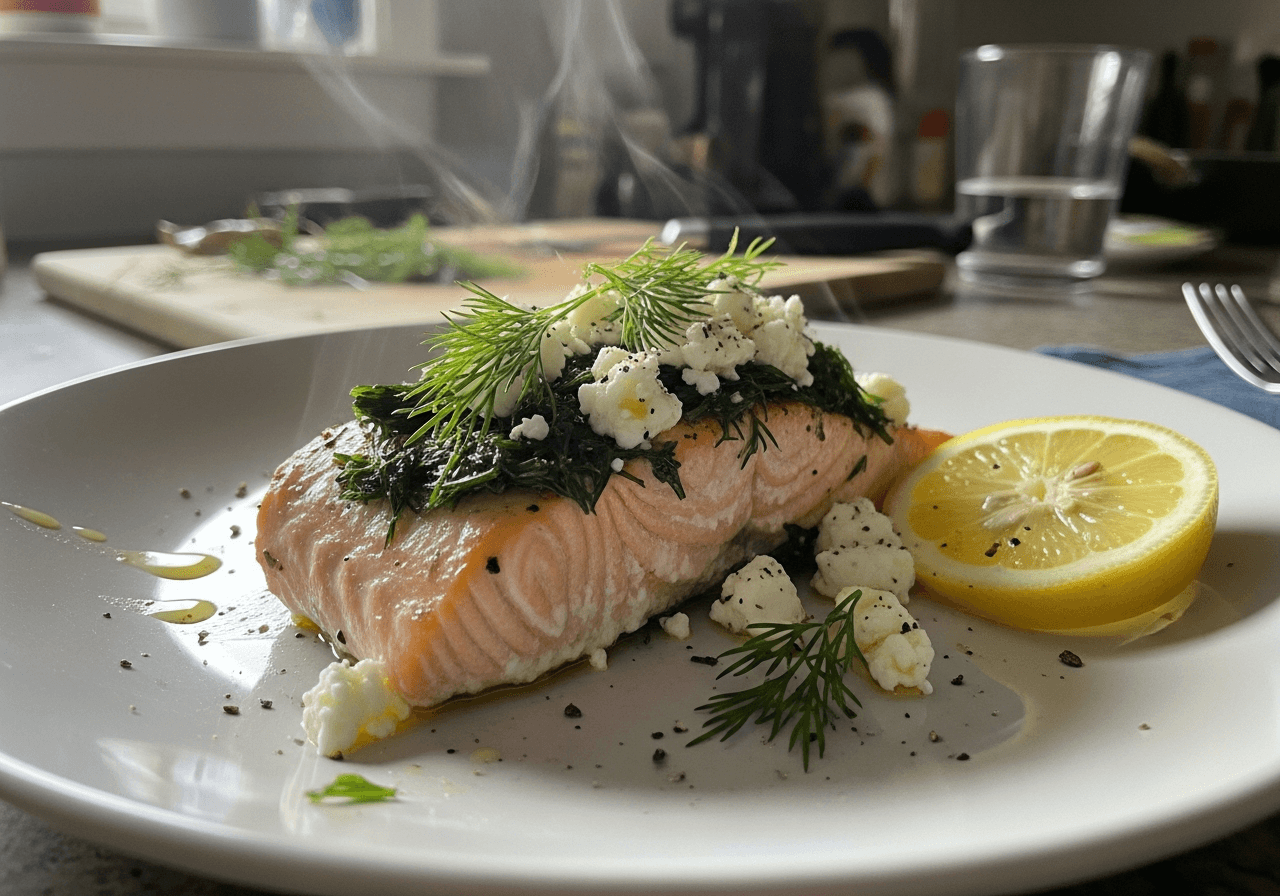 Lemony Dill Salmon with Feta