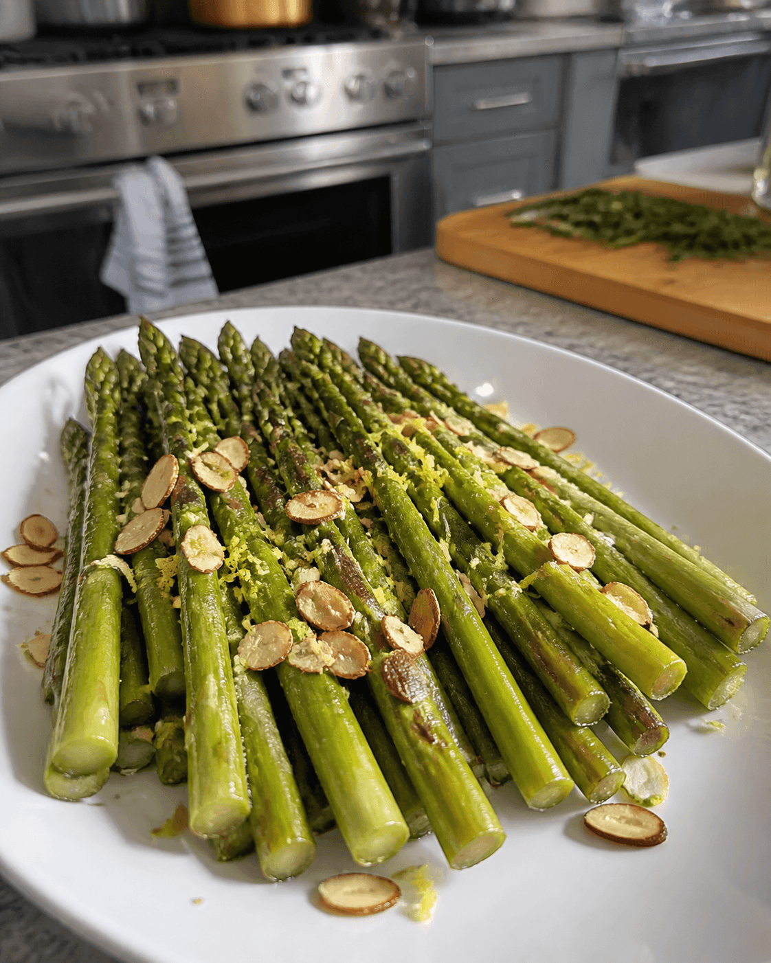 Lemony Roasted Asparagus with Toasted Almonds