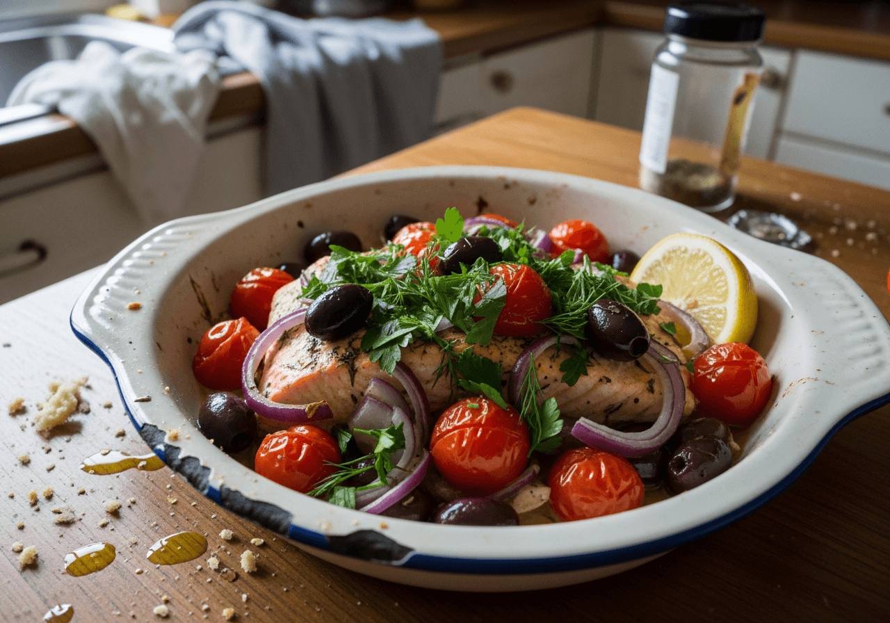 Mediterranean Salmon Bake