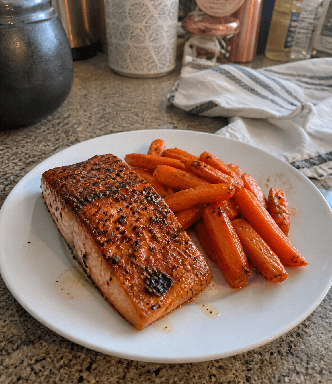 Pan-Seared Salmon with Honey-Dijon Glazed Carrots