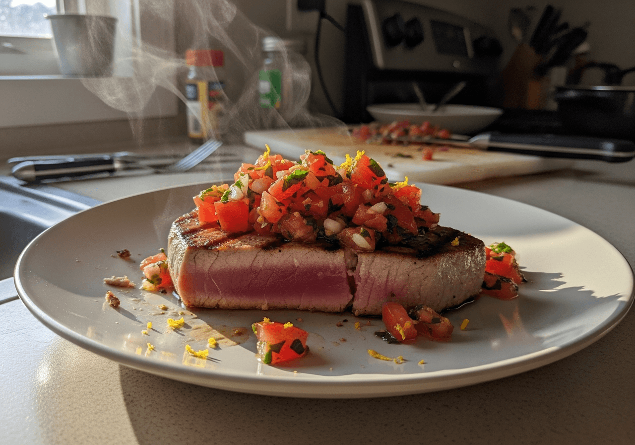 Pan-Seared Tuna with Zesty Tomato Relish