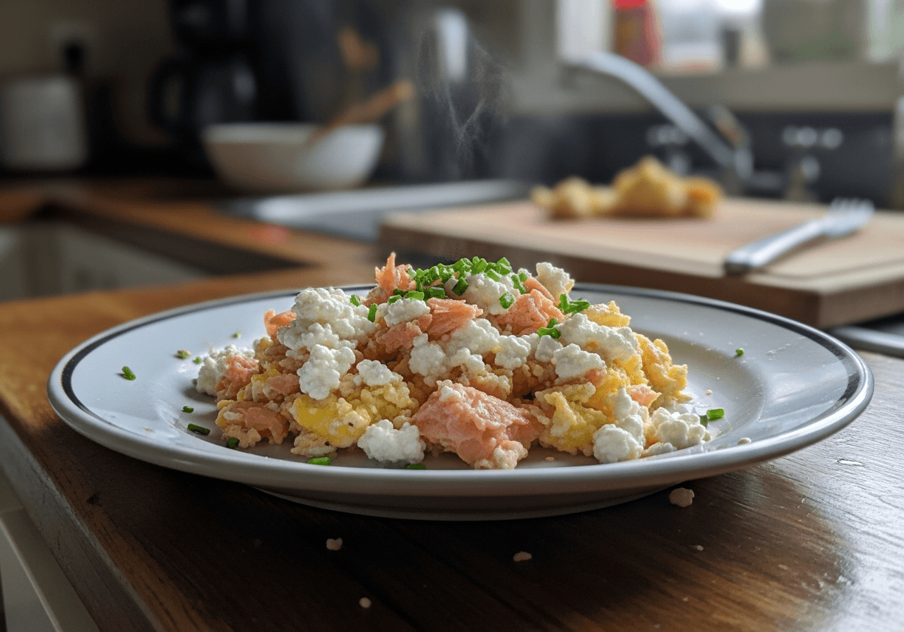 Smoked Salmon & Cottage Cheese Power Scramble