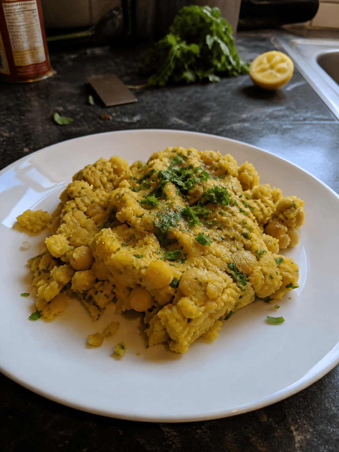 Speedy Lemon Herb Chickpea Mash