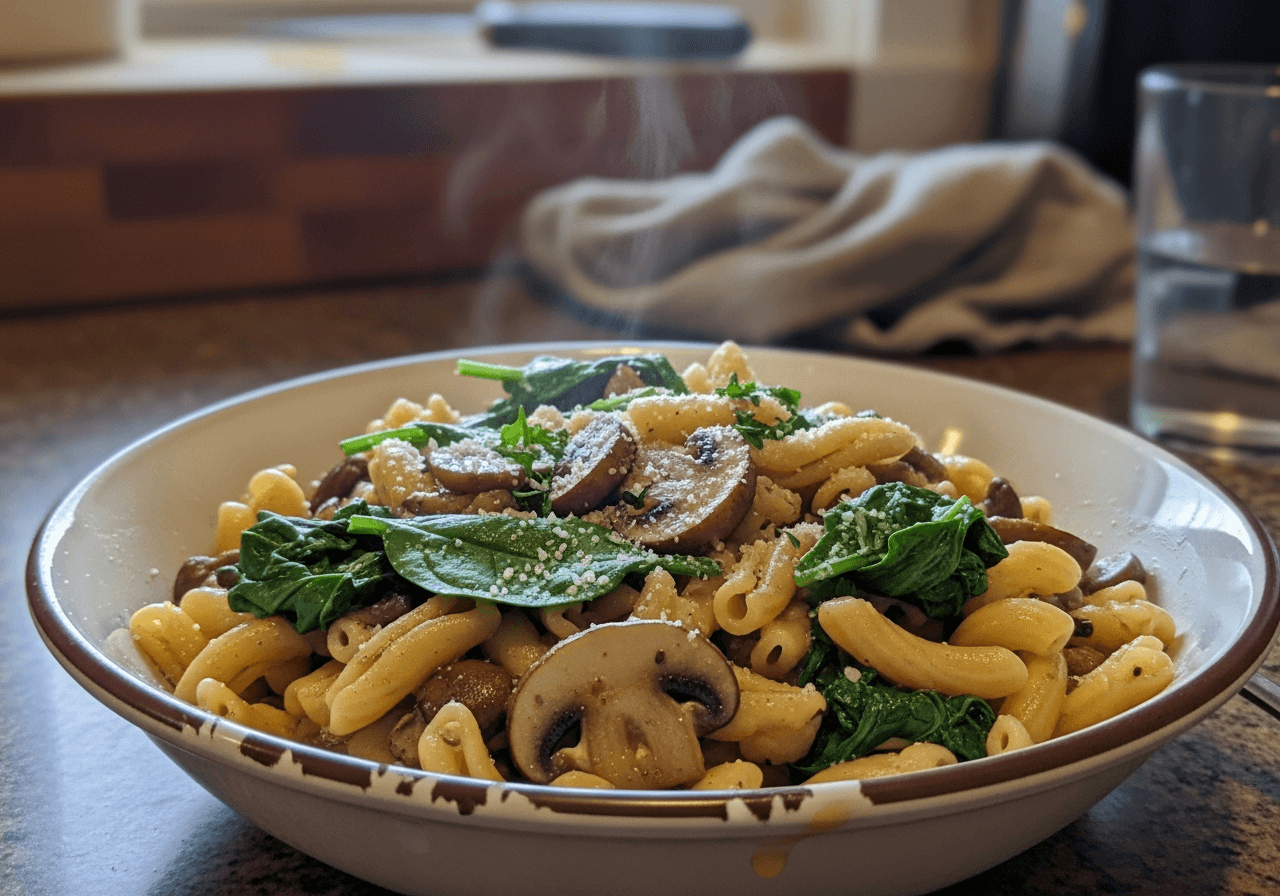 Velvety Mushroom Spinach Pasta