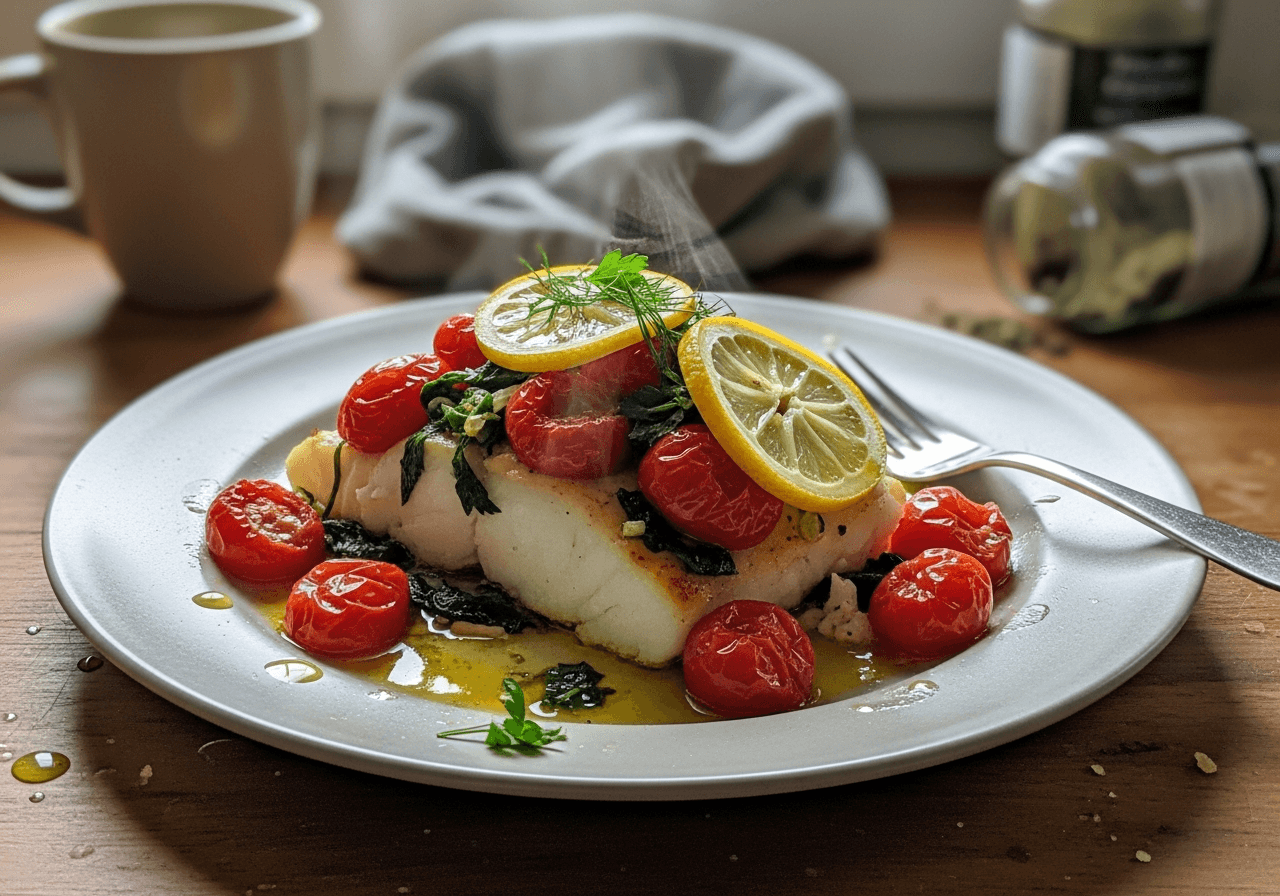 Zesty Baked Cod with Burst Tomatoes