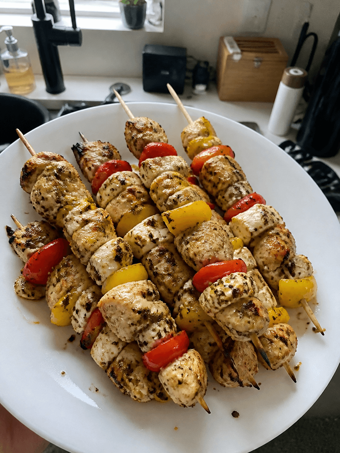 Zesty Lemon Feta Chicken Skewers