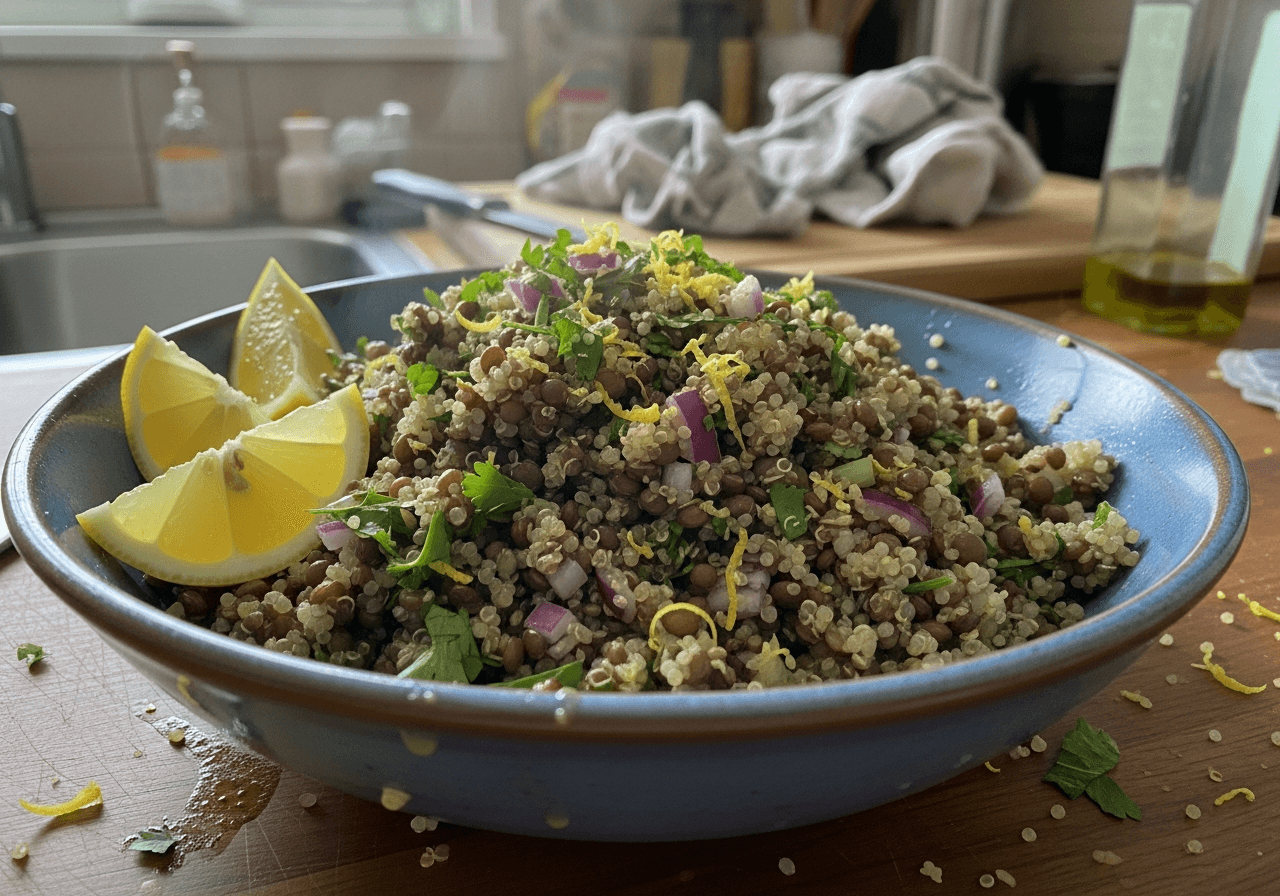 Zesty Lemon Herb Lentil Quinoa Salad