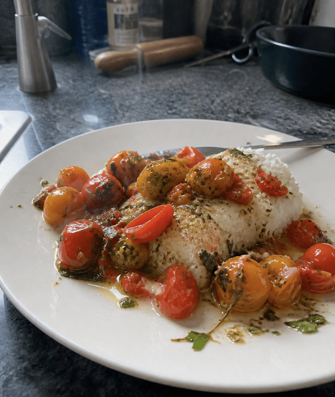 Zesty Pan-Seared Cod with Burst Tomatoes